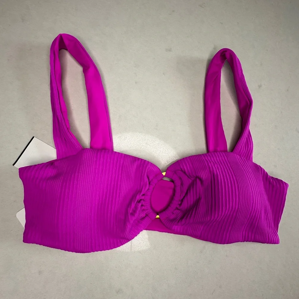 L*Space Ribbed Willow Bikini | Purple Cutout Ring Top & High-Leg Bottom NWT M
